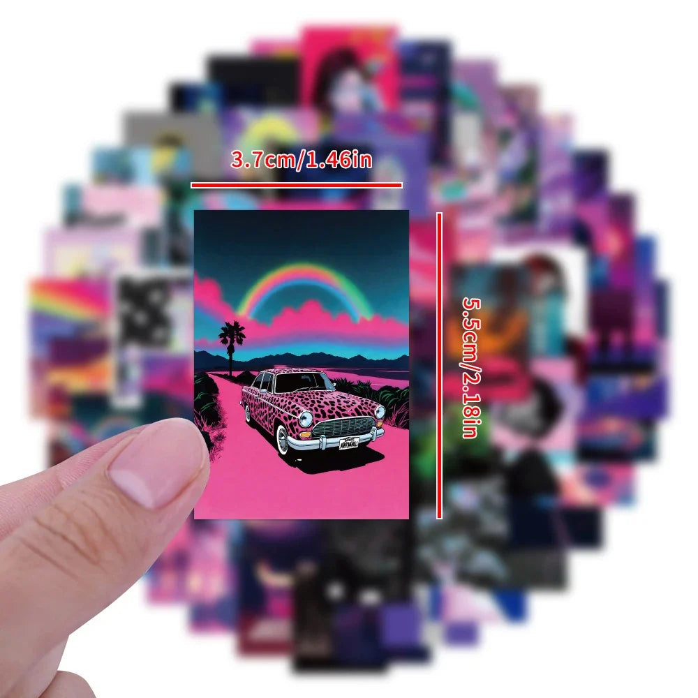 10/30/50pcs Vintage 80's Synthwave Cool Stickers Vaporwave Decal Skateboard Laptop Luggage Phone Motorcycle Waterproof Sticker