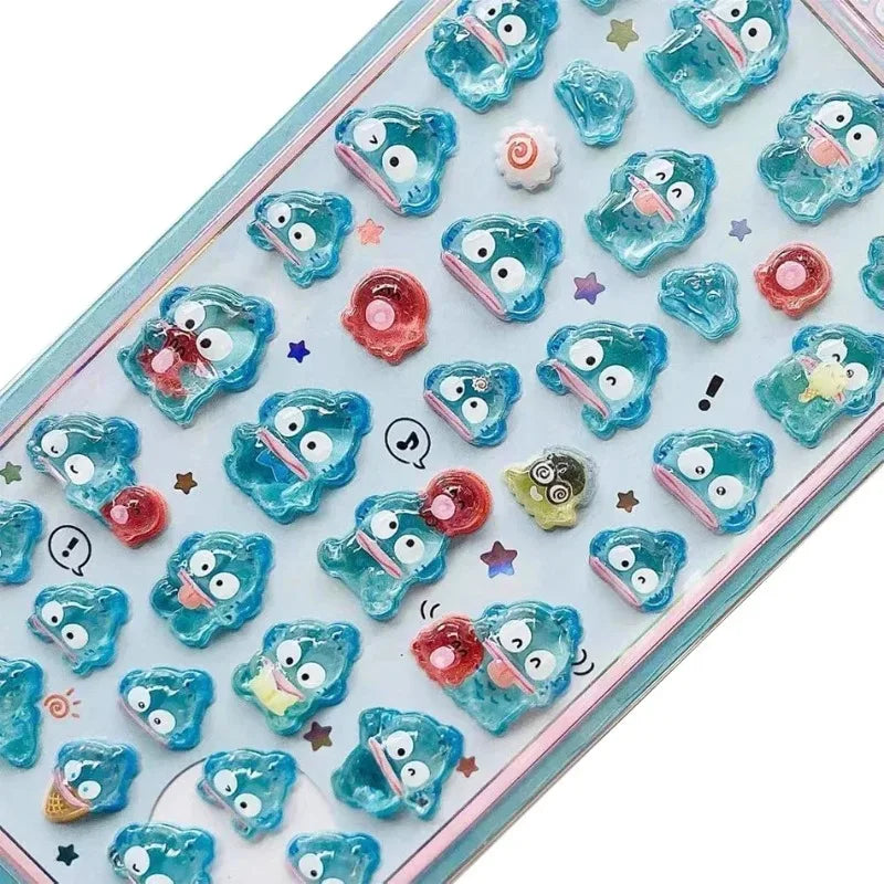 Cute Anime Hellokitty Kuromi Cinnamoroll 3D Sanrio Stickers Transparent Jelly Crystal Decorative Sticker Phone Case DIY Kids Toy