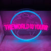 The World Is Yours Led Neon Sign, Earth-Shaped Sign 3D Sculpture, Used For Bedroom, Club And Game Room Decor, Powered By Usb.
