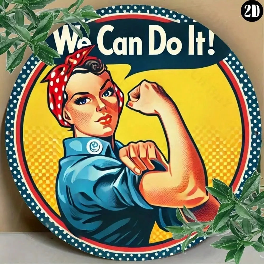 Rosie The Riveter Metal Sign "We Can Do It" Retro Wall Art Aluminum Plaque Home Decor