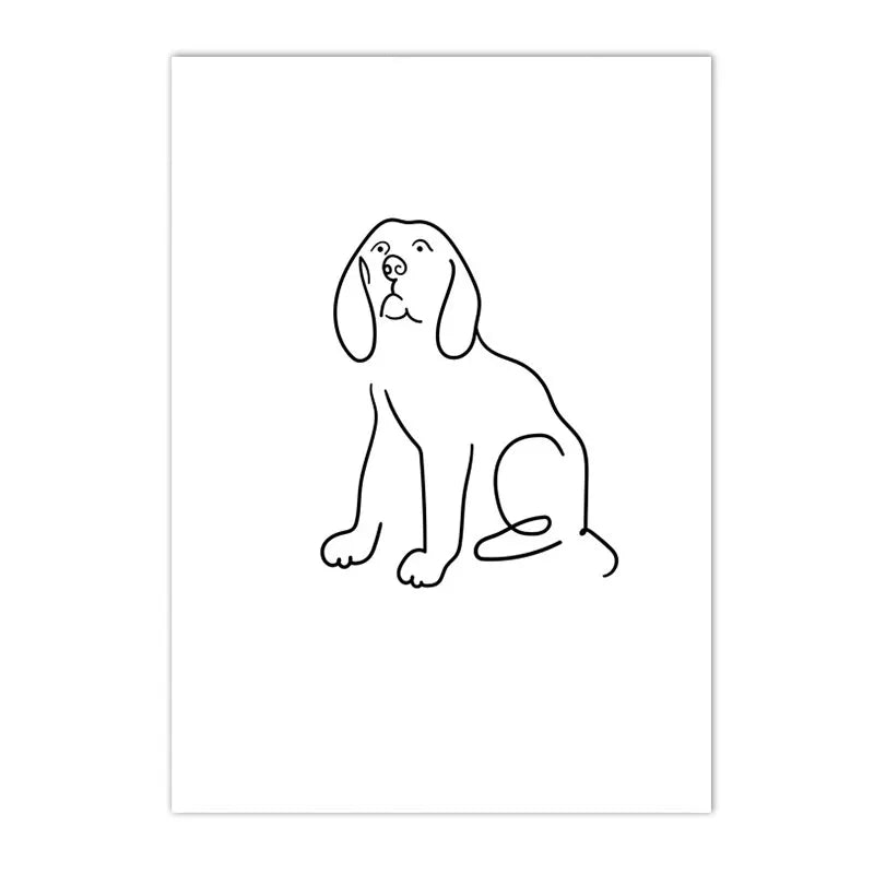 Abstract Pet Dog Cat Poster Canvas Painting Line Drawing Wall Poster Black White Minimalist Art Prints Nordic Picture Home Decor