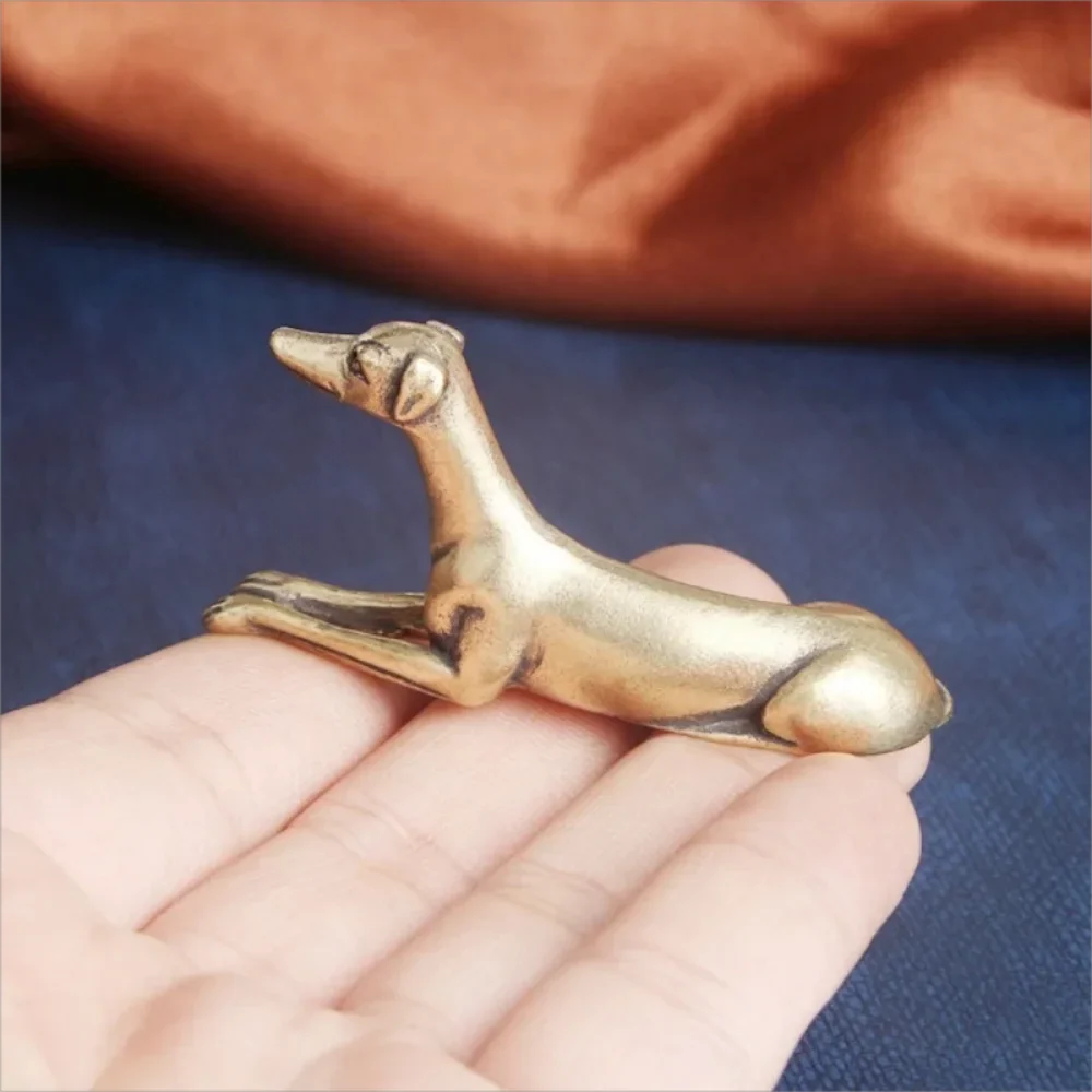Durable Brass Miniature Dog Statue Greyhound Figurine Collectible Featherless Holiday Gift Desk Ornament Metal Home Decor