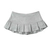 Mooyufon Fabric Y2K Mini Skirt Women Low Waist Wide Pleat Light Grey Sexy Vintage A-line Pleated Skirt Casual Skort Summer