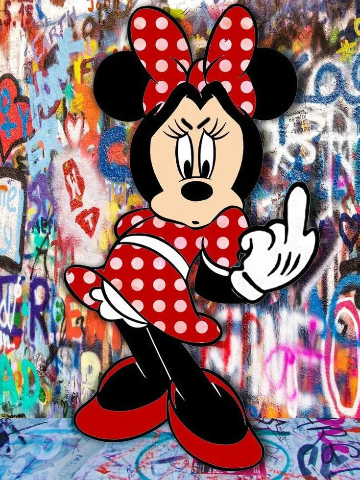 Mickey Mouse Minnie Street Graffiti Canvas Painting Prints Poster Creative Modern Wall Art Pictures Living Room Home Decor