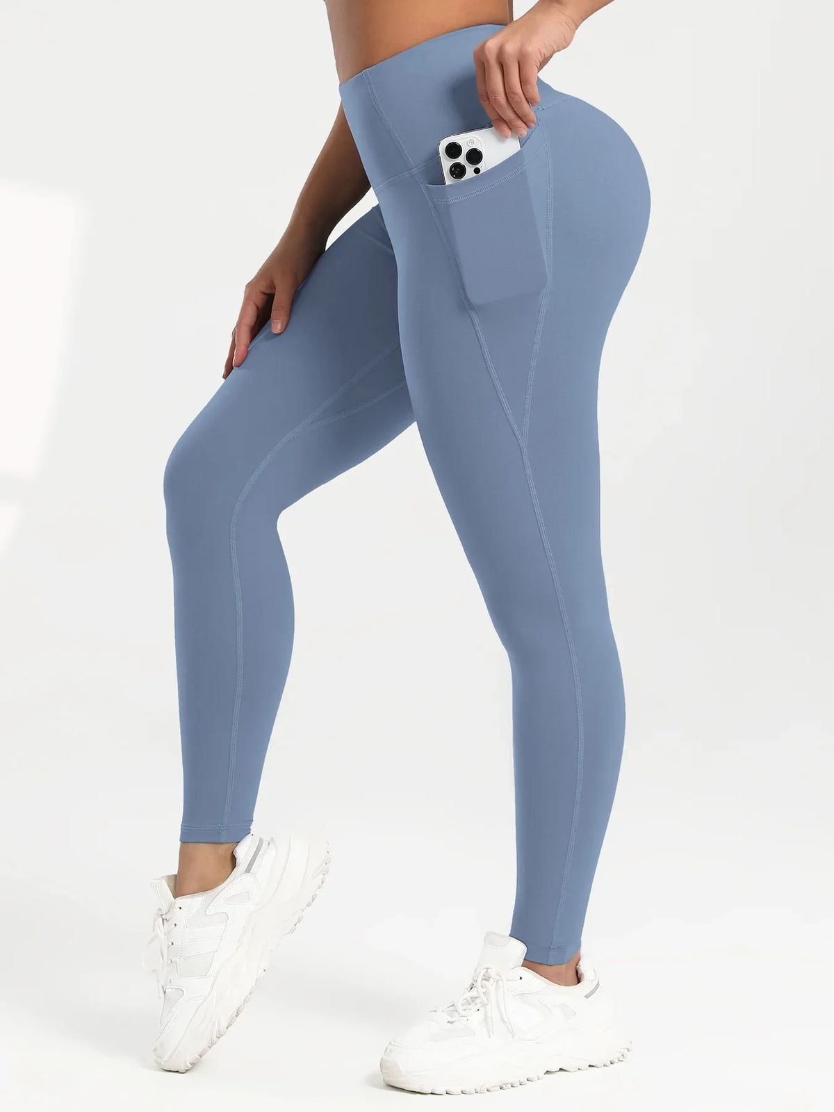 2025 Pockets Gym Yoga Women's Leggings Pure Color Casual Outdoors Workout High Waist Skinny Leggings Of Women Running Pants