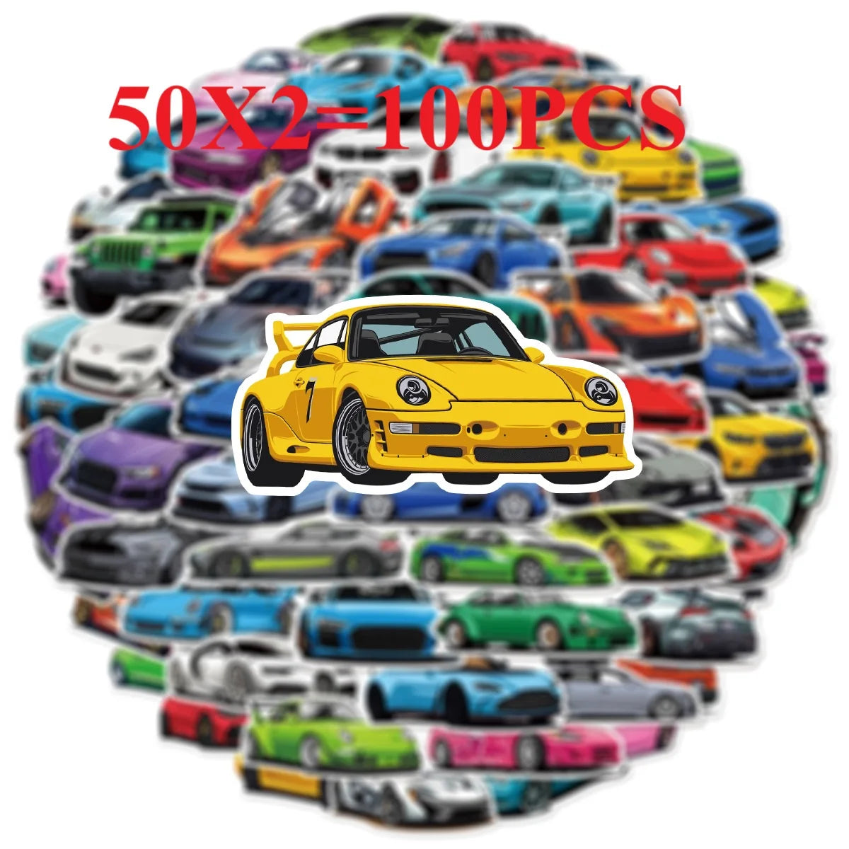 50/100 PCSRacing Car Cartoon Stationery Graffiti Stickers Decorative Water Cups Scooter Luggage Waterproof Stickers