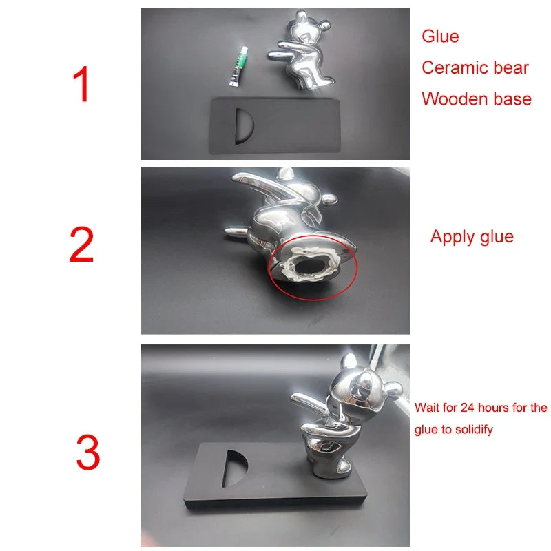 Ceramic Bubble Bear Wine Bottle Holder Countertop Storage Stand for Wedding Party Home Decor