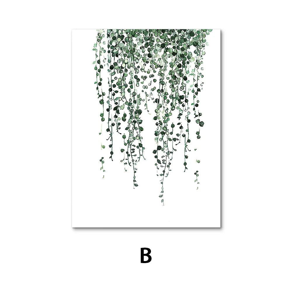 Nordic Green Plants Canvas Wall Art Monstera Fern Banana Leaf Painting Decor Living Room Bedroom Botanical Prints Hot Sale