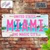 2DFlat Miami retro Metal Aluminum Sign License Plate，Travel Souvenirs，Friend Gift，Birthday Gift