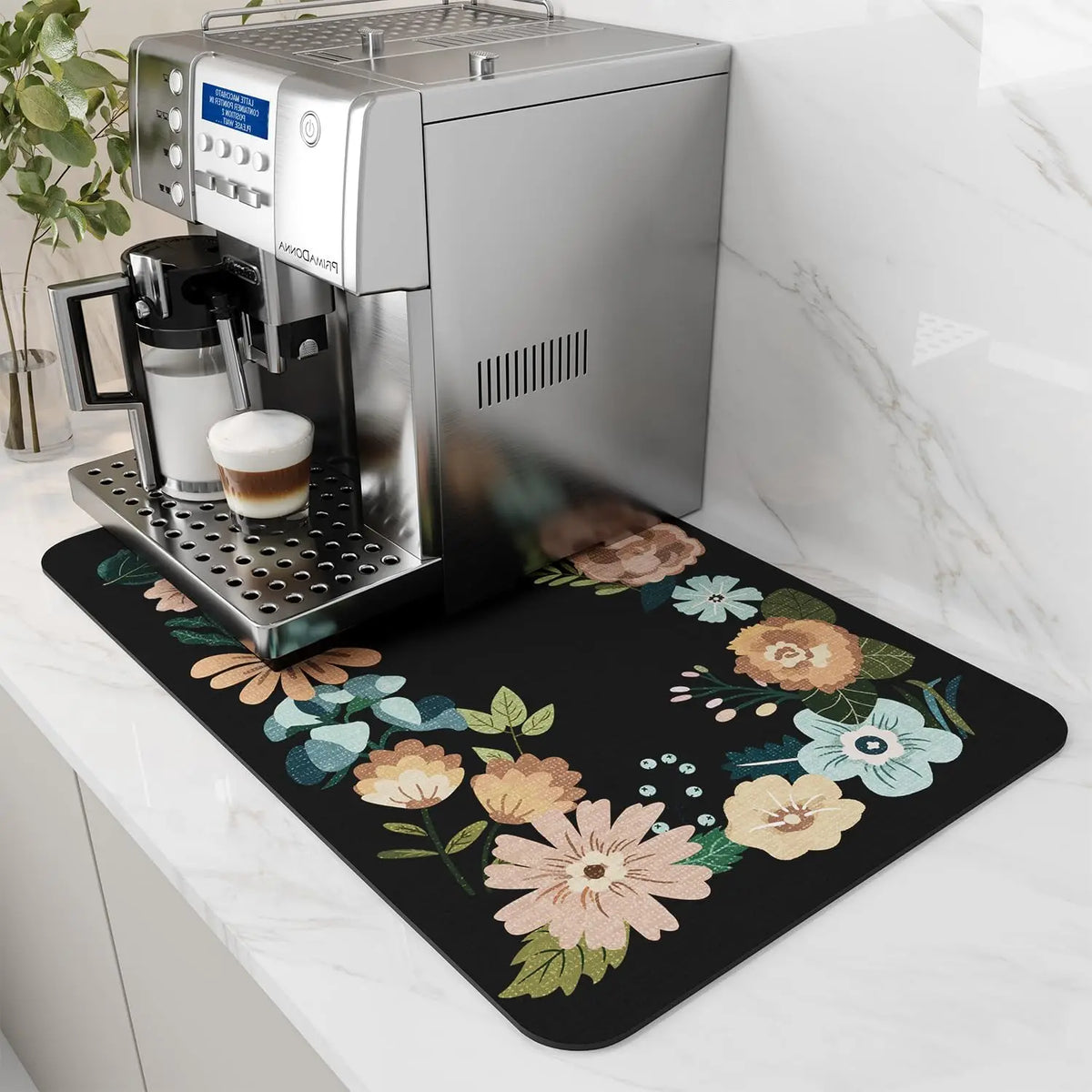 VIKAMA Coffee Machine Mat Rubber Backing Water-Absorbent Dish Drying Pad Kitchen Worktop Drainage Mat Home Decor