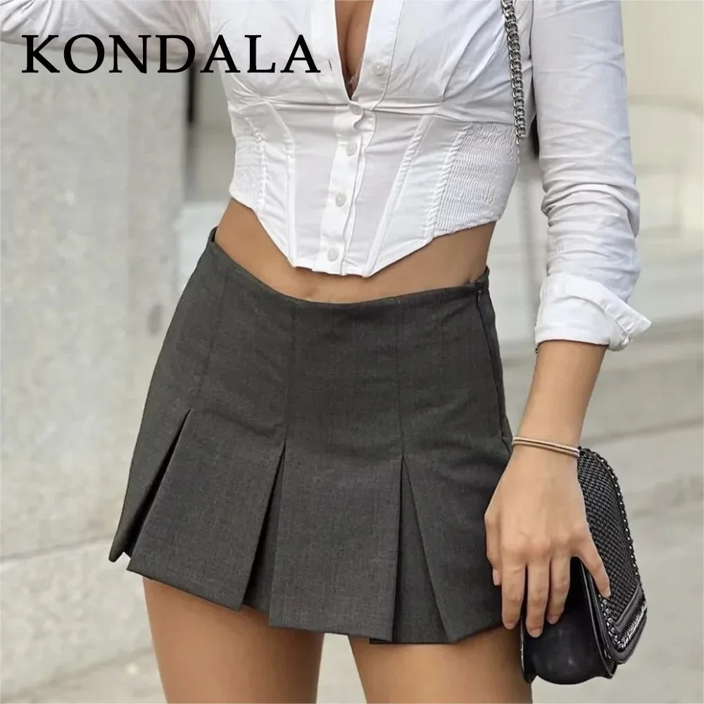 KONDALA 2026 Spring Summer Women Casual Tierred Mini Skirts Fashion Vintage Valentine‘s Day Ruffles Pleated Sexy Shorts Skirts