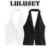 2025 Summer Women’s Sleeveless Zip Front Vest | Lapel Waistcoat for Office Casual Outing | Black/White Daily Versatile