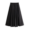 Mooyufon 2025 Women's temperament versatile loose and casual solid color high waisted skirt medium length A-line skirt