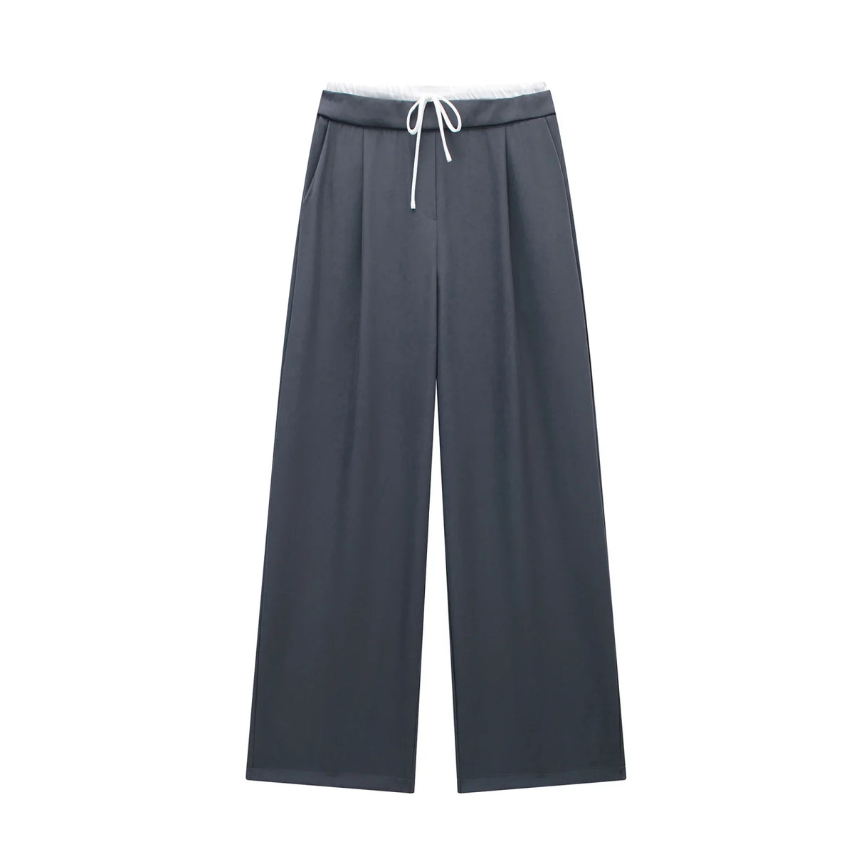 Willshela Women Fashion Solid Lace Up Side Zipper Straight Pants Vintage High Elastic Waist Female Chic Lady Trousers
