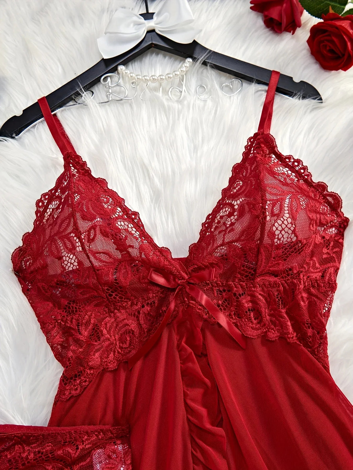 Lace Lingerie Set Women's Sexy Babydoll Chemise Romantic Ruffle Nightgown Delicate Panty Set New Hot Fashion Gift Luxuriou