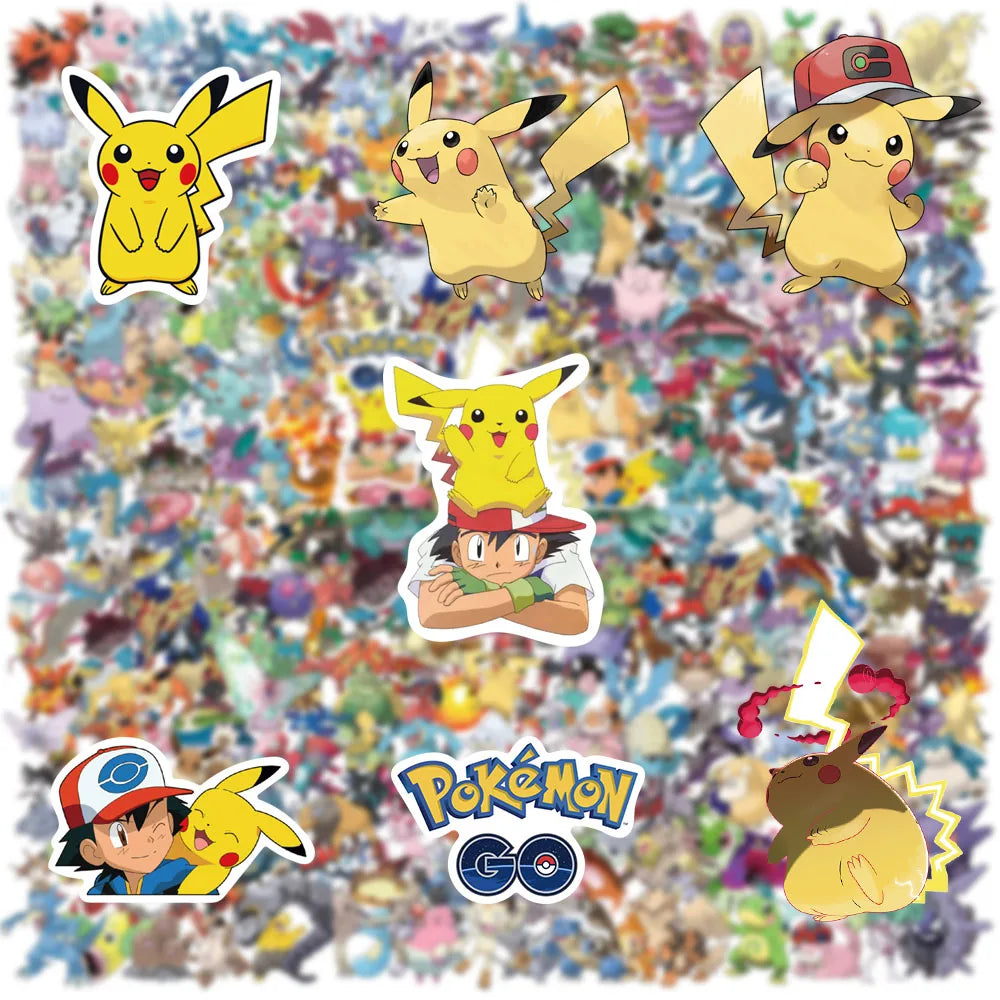 300Pcs Pokemon Cute Pikachu Stickers Charizard Album Pokédex DIY Laptop Car Luggage Kawaii Waterproof Anime Sticker Toy