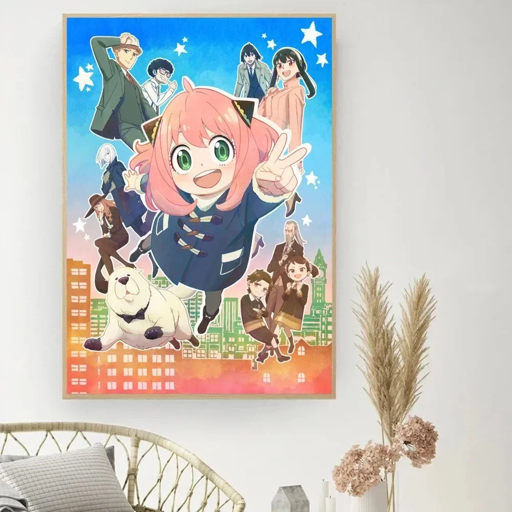 Classic Retro Wall Art, Anime "Spy X Family", HD Canvas Printed Poster, Home Living Room Bedroom Decorative Painting