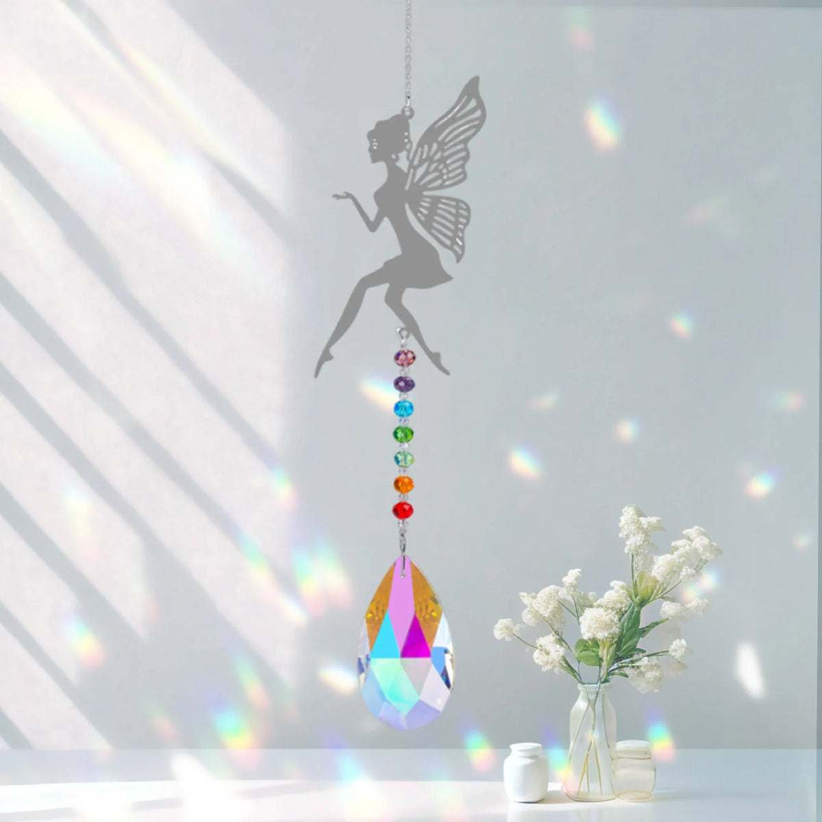 Animal metal sheet butterfly pendant crystal ball prism sun catcher DIY hanging decoration window decoration garden sun catcher