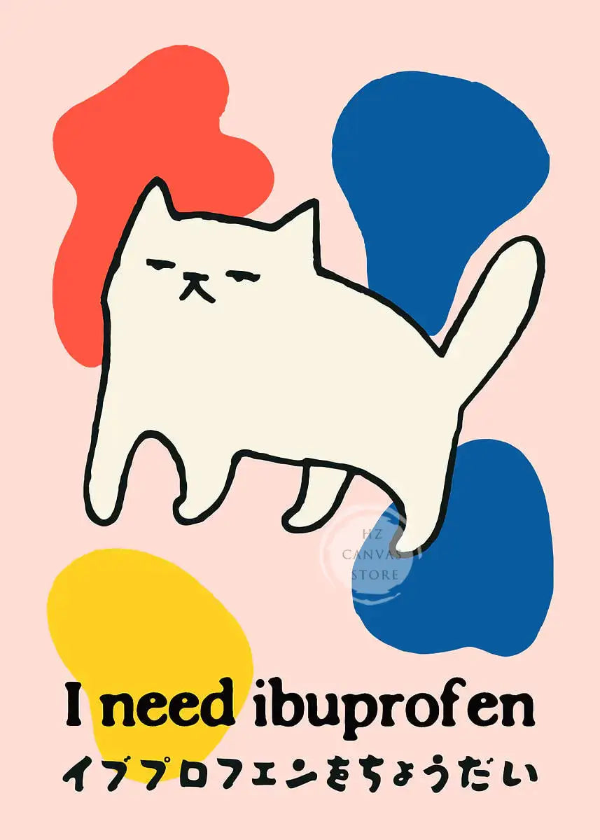 Funny Cat Meme Posters Cartoon Japanese Cat Art Internet Meme Culture Canvas Print Modern Living Room Bedroom Home Decor Gift