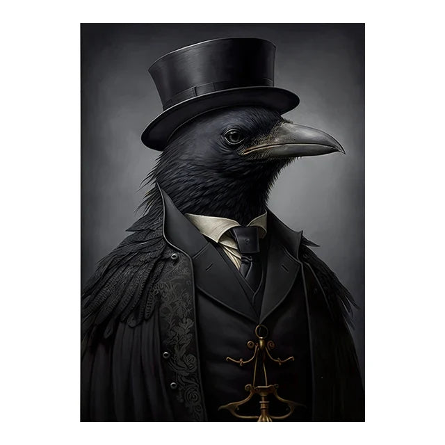 Retro Crow Witch Bat Skull Dark Academia Gothic Victorian Style Wall Art Canvas Painting Poster Print Halloween Gifts Room Decor