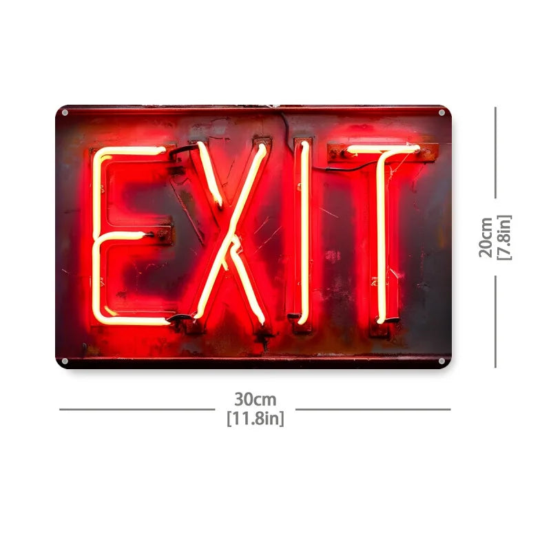 1 Red "EXIT" Sign - Retro Aluminum Wall Art 8x12 Inch, Waterproof & Dustproof Metal Sign for Home, Bar, Cafe, Garage