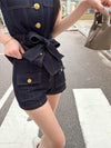 High Waist Ladies First Design Denim Shorts Spring New Style Slimming Outer Pocket Button Casual Pants for Women