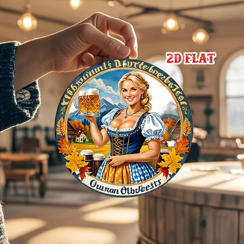 2D Flat 1pc Blonde Aluminum Metal Tin Sign, Retro Round Aluminum Sign, Vintage  Round Aluminum Sign - Beer Rustic Metal Wall Art