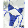 Miyouj Glossy Triangle Bikini Set Bandage Style Two Piece Swimwear for Women Summer Beachwear New Arrival
