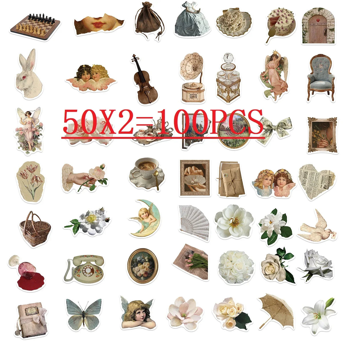 50PCS Retro Stationery Pen Holder Graffiti Stickers Guitar Notebook Luggage DIY Waterproof Stickers