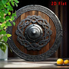Norse Viking Shield Metal Wall Decor 2D Flat with Celtic Knots Dark Brown Home Office Bar Cafe