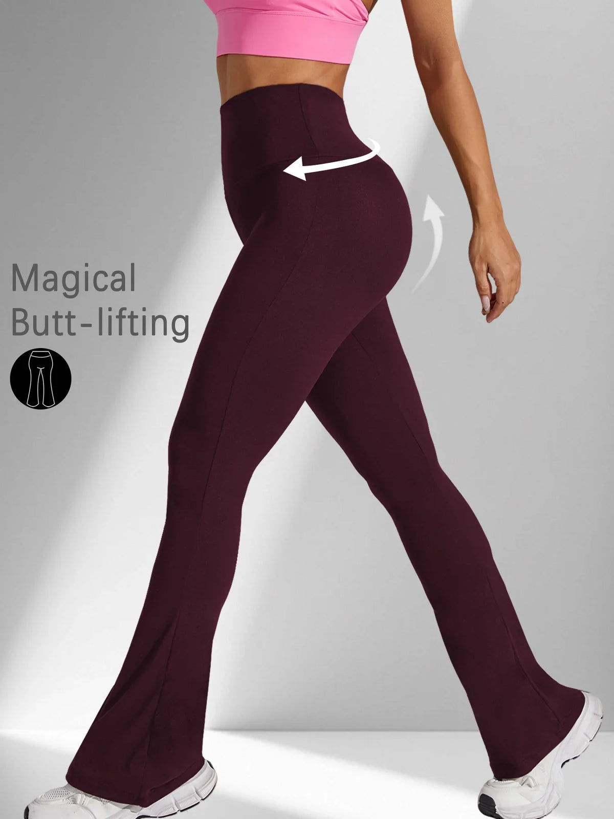 Women's Super Soft Flare Pants High Waisted Tummy Control Workout Yoga Push Up Gym Fitness Long Leggings Bell Bottoms
