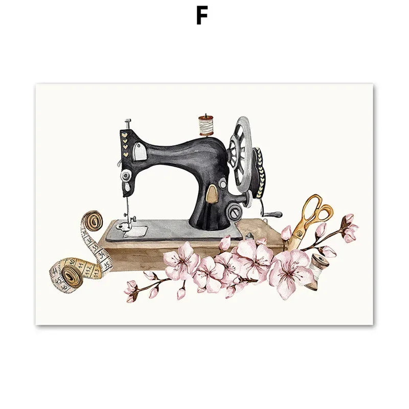 Bohemian, Wall Art, Women's Clothing, Sewing Machines, HD Canvas Print Posters for Home Living Room Bedroom Decoration