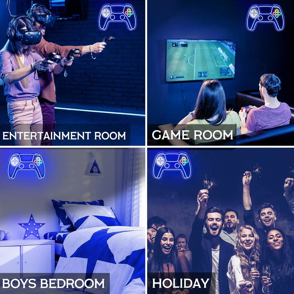 Gamer Neon Sign Gamepad Shaped LED Neon Light Sign for Gamer Room Decor for Boys Room Gamer Gifts for Teens Boys Kids