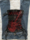 Women's casual retro drawstring front cut vest, suitable for Y2K and guitar prints in spring and summer