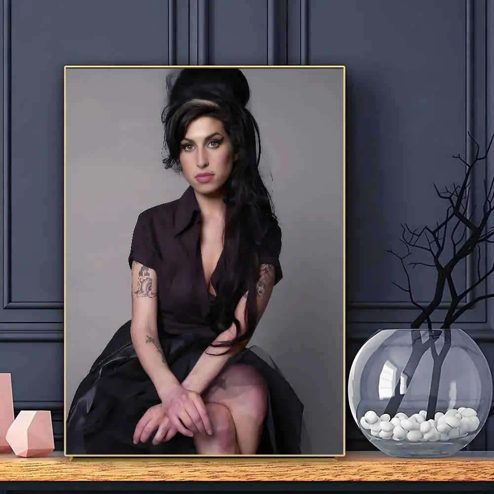 Pop Singer Amy Winehouse Poster HD Art Sticky Wall Waterproof Home Living Room Bar Decoration