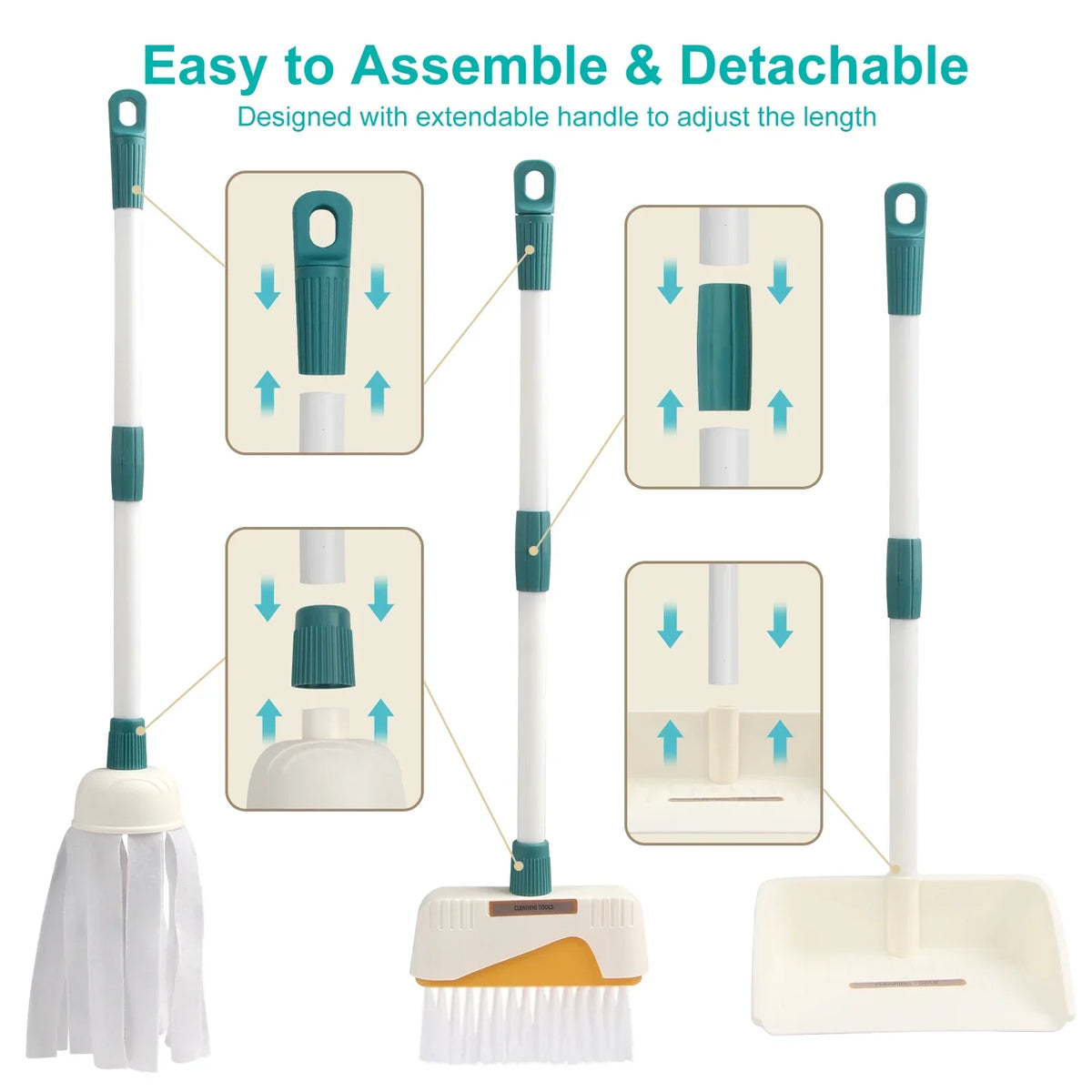 12pcs/set Kids Cleaning Set Housework Supplies Kit Play House Toys with Dustpan Broom Bucket Mop Cleaning Set for Girls & Boys