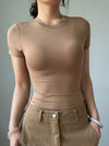 Slim Fit Solid Color Women's Casual T-shirt Short Sleeve Fashion Trend Y2K Top High Quality 2025 New Arrival