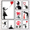 Girl and Red Balloon Banksy Art Nordic Characters Canvas Painting  Mural  Poster Living Room Bedroom Bar Home Decoration