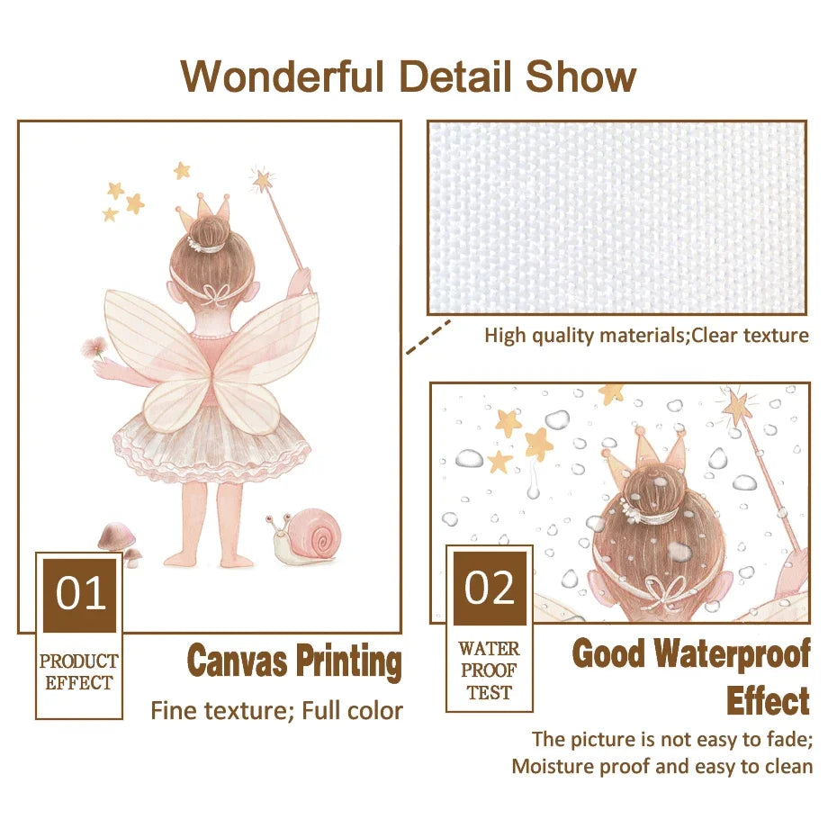 Kawaii Angel Girls Rabbit Sun Rainbow Cloud Cartoon Children Posters Canvas Painting Wall Art Print Picture Baby Kids Room Decor