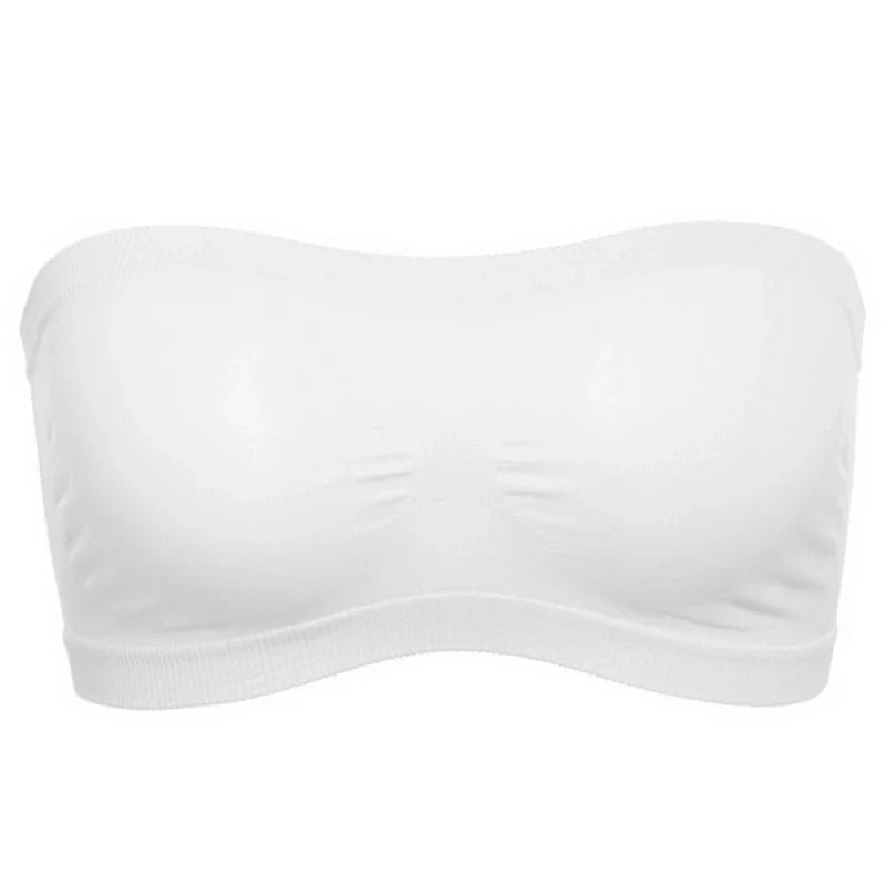 Lady's Sexy Strapless Crop Top Bra Bandeau Boob Tube Brassiere Summer Breathable Mesh Invisible Strapless without Chest Pad Wrap
