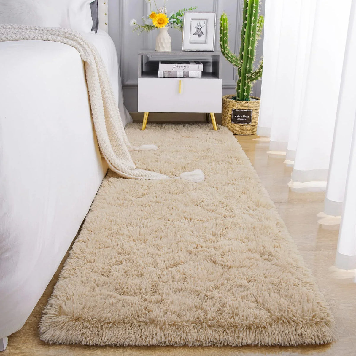 VIKAMA Soft Running Rug, Plush And Fluffy Bedroom And Living Room Carpet, Nursery And Children's Room Floor Mat For Home Decor