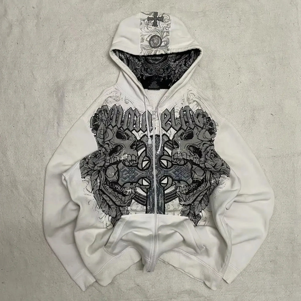American Y2K New Hip Hop Trend Zipper Hoodie Women Street Casual Loose Joker Vintage Sweatshirt Unisex Fleece Padded Warm Hoodie