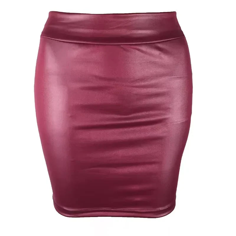 Matte Leather Slim Mini Skirt High Waist Sexy Fashion Imitation PU Leather Skirt Short Korean Nightclub Streetwear for Women