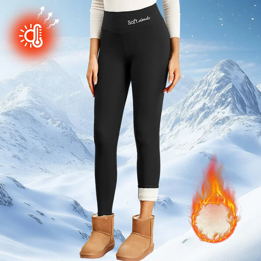 Fleece Women Leggings Thick Flared Pants High-Waisted Thermal Tights Tummy Control Winter Warm Legging Casual Wear