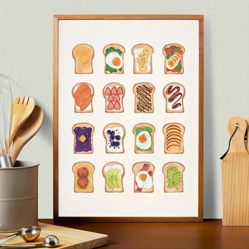 Modern Kitchen Bread And Sandwiches Wall Art Prints Canvas Painting Poster Picture For Living Bed Kids Room Home Decor