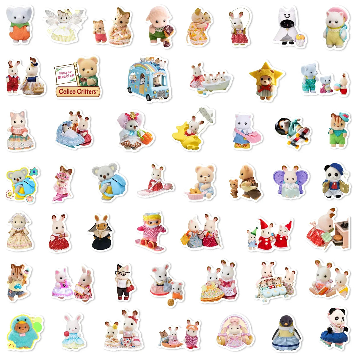 100PCS Calico Critters Stickers Laptop Scrapbook Decoration Graffiti Decals Skateboard Laptop Waterproof Sticker Toys Decor