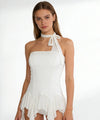 Women's Sexy Hot Girl Style Off-Shoulder Lace Solid Colour Cropped Top Casual Strapless Halter Neck Tank Top