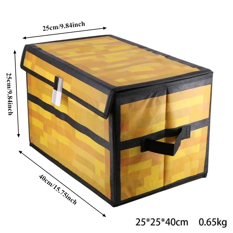 Pixel Style Storage Chest Large Capacity Foldable Fabric Box with Handles Dustproof Clothes Blanket Organizer for Kid Home Decor