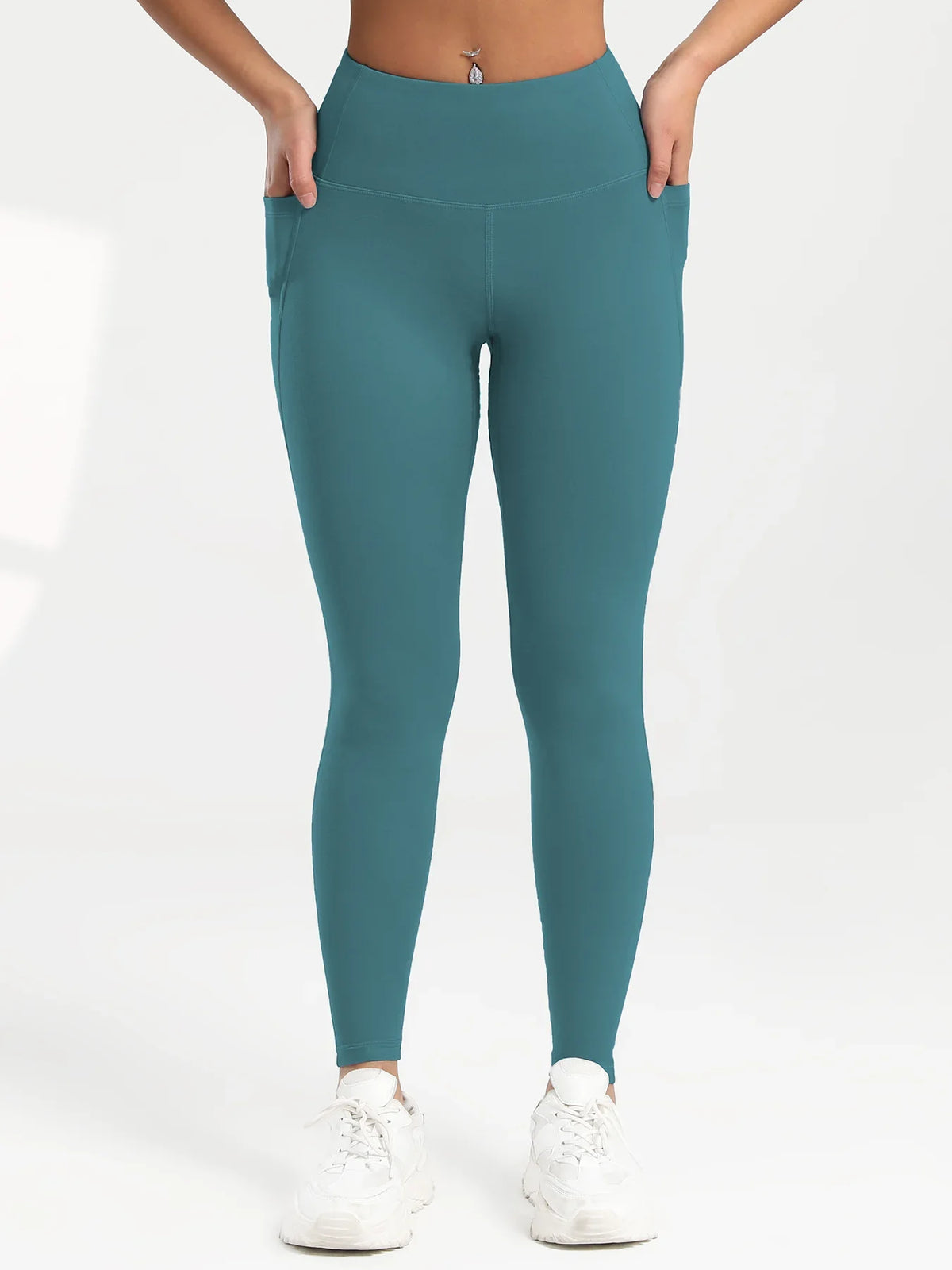 2025 Pockets Gym Yoga Women's Leggings Pure Color Casual Outdoors Workout High Waist Skinny Leggings Of Women Running Pants