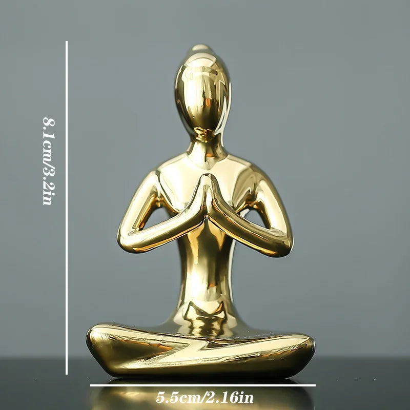 Home Decor Abstract Art Ceramic Yoga Poses Figurine Porcelain Lady Figure Statue Study Office Yoga Studio Ornaments Decorations